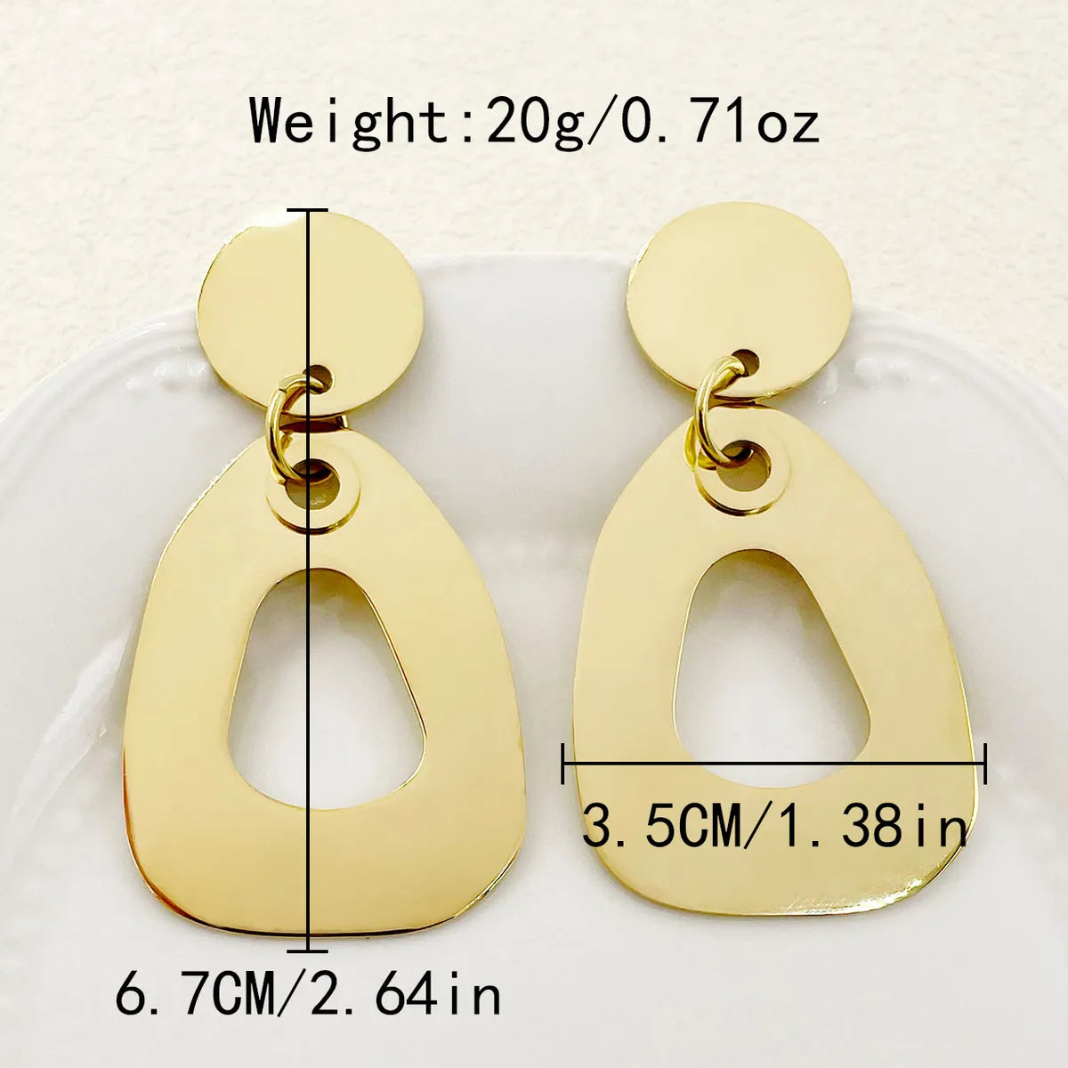 1 Pair Casual Classic Style Circle Water Droplets 304 Stainless Steel 14K Gold Plated Drop Earrings