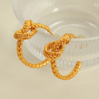 1 Pair Casual Classic Style Commute C Shape Knot Polishing 304 Stainless Steel 18K Gold Plated Ear Studs