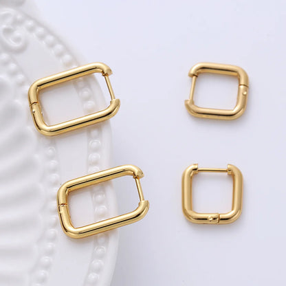 1 Pair Casual Classic Style Commute Hexagon Quadrilateral Circle Stainless Steel Plating Metal Earrings