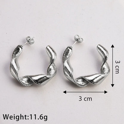 1 Pair Casual Classic Style Commute Spiral Twist Plating Inlay Stainless Steel Zircon Gold Plated Silver Plated Earrings