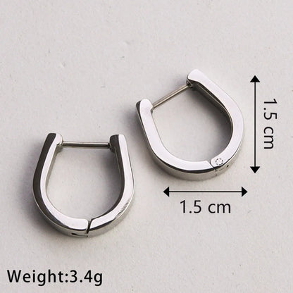 1 Pair Casual Classic Style Commute U Shape Square Heart Shape Plating Stainless Steel Silver Plated Earrings