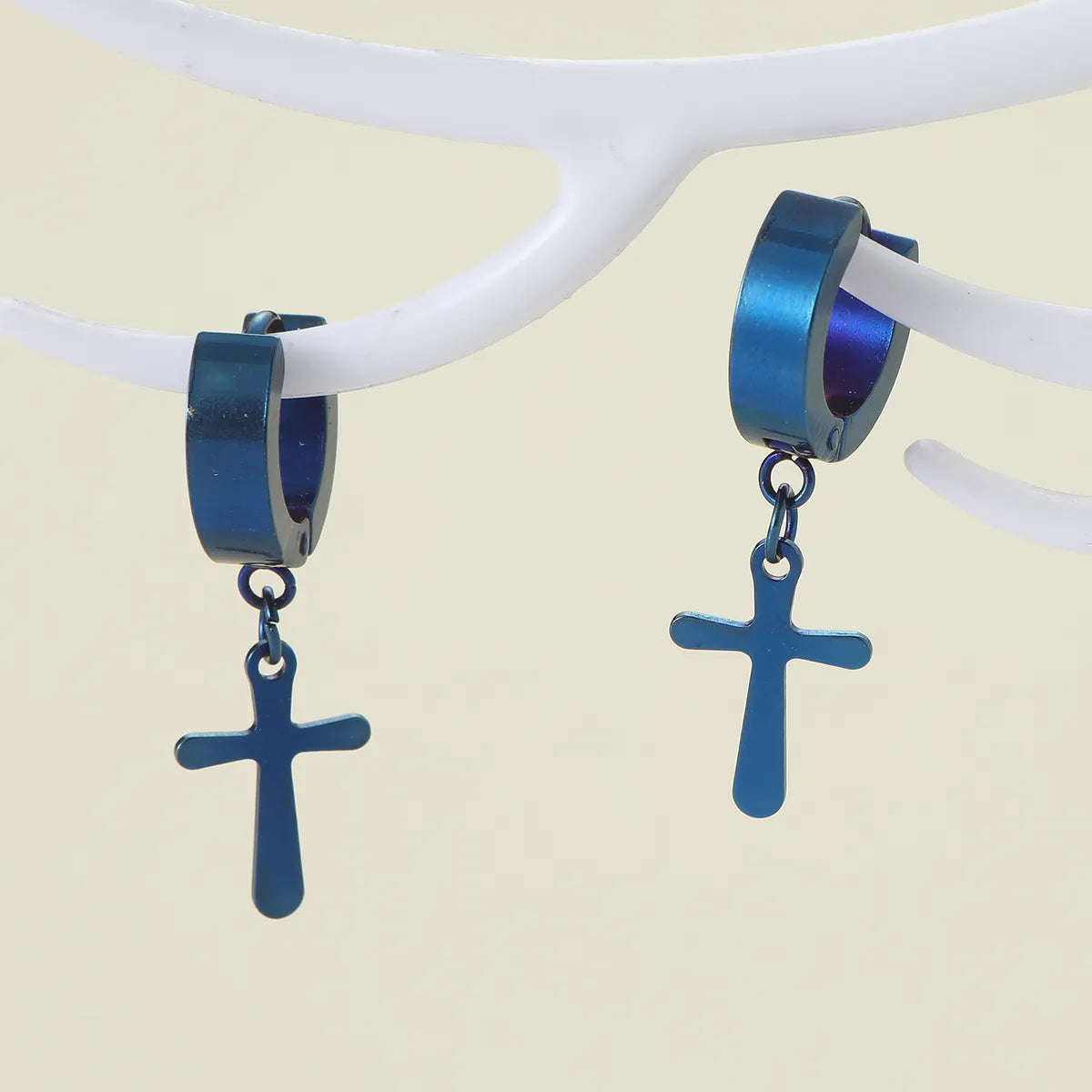 1 Pair Casual Classic Style Cross Stainless Steel Drop Earrings