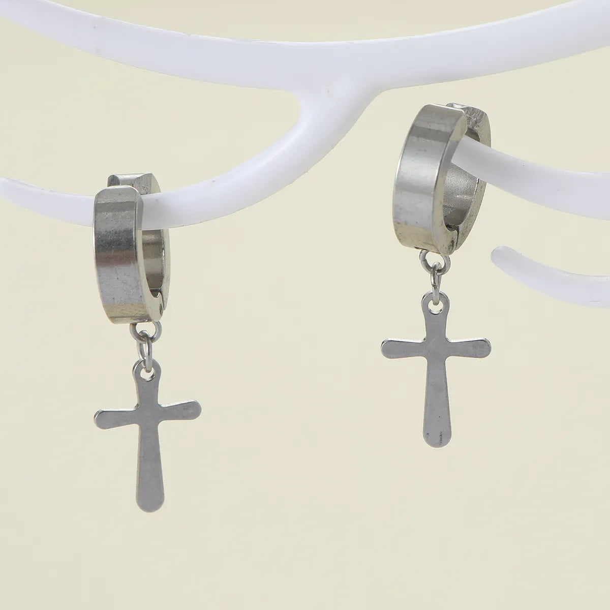 1 Pair Casual Classic Style Cross Stainless Steel Drop Earrings