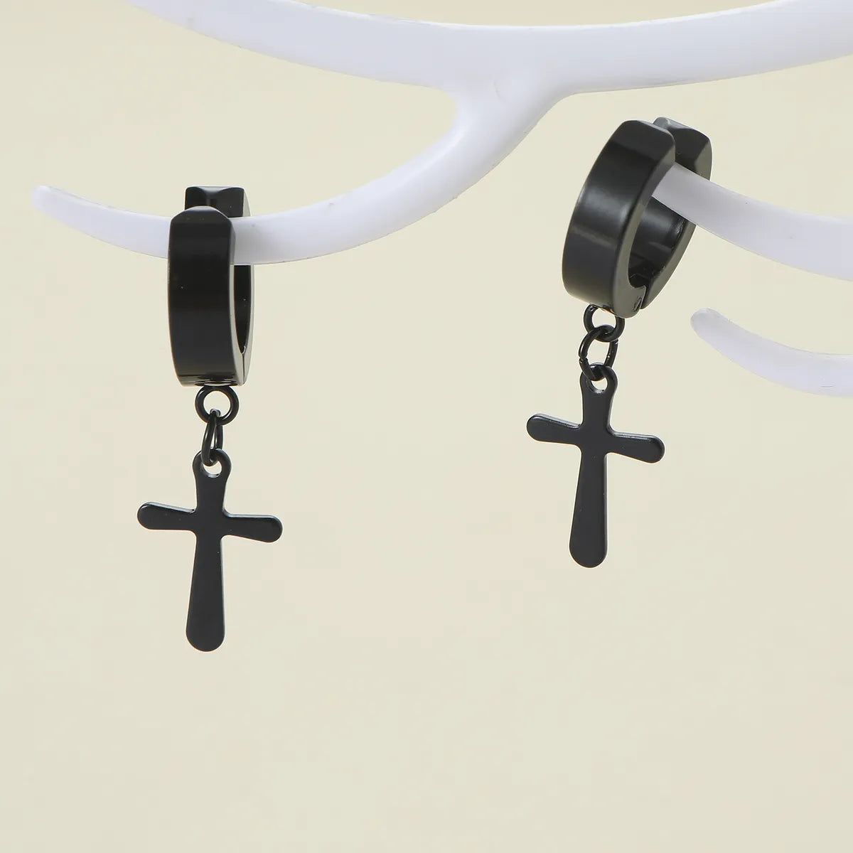 1 Pair Casual Classic Style Cross Stainless Steel Drop Earrings