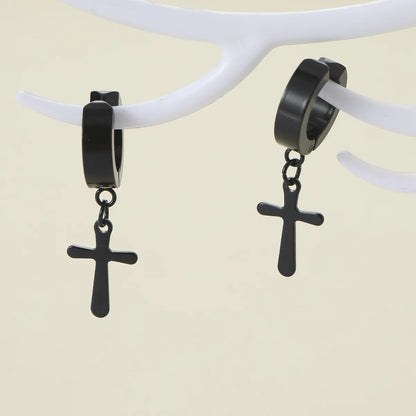 1 Pair Casual Classic Style Cross Stainless Steel Drop Earrings