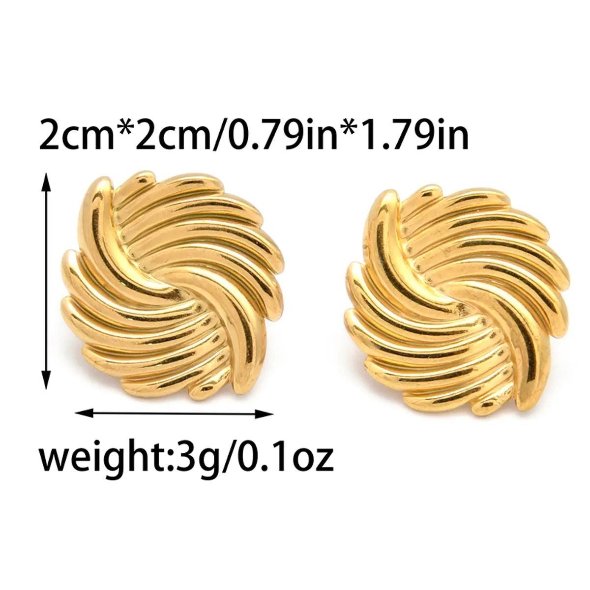 1 Pair Casual Classic Style Fence Square Chicken Crown Asymmetrical Plating Hollow Out 304 Stainless Steel 14K Gold Plated Ear Studs