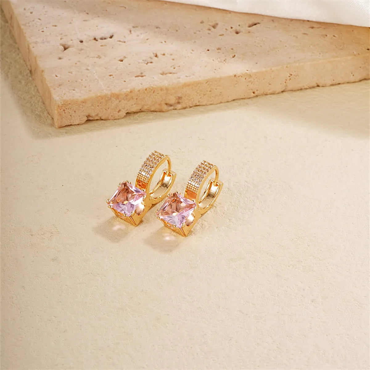 1 Pair Casual Classic Style Geometric Copper Zircon Drop Earrings