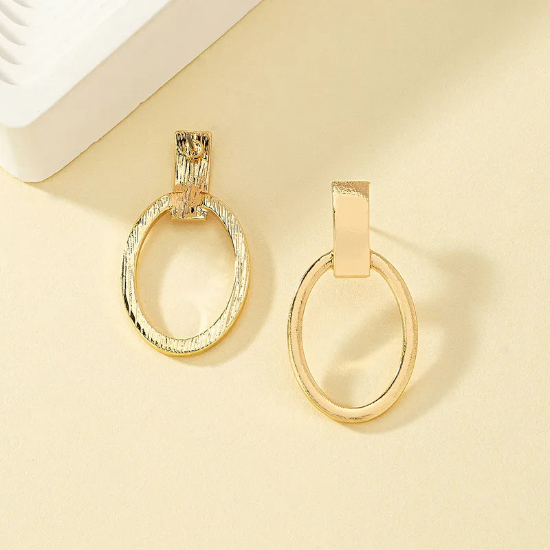 1 Pair Casual Classic Style Oval Plating Alloy Zinc Drop Earrings