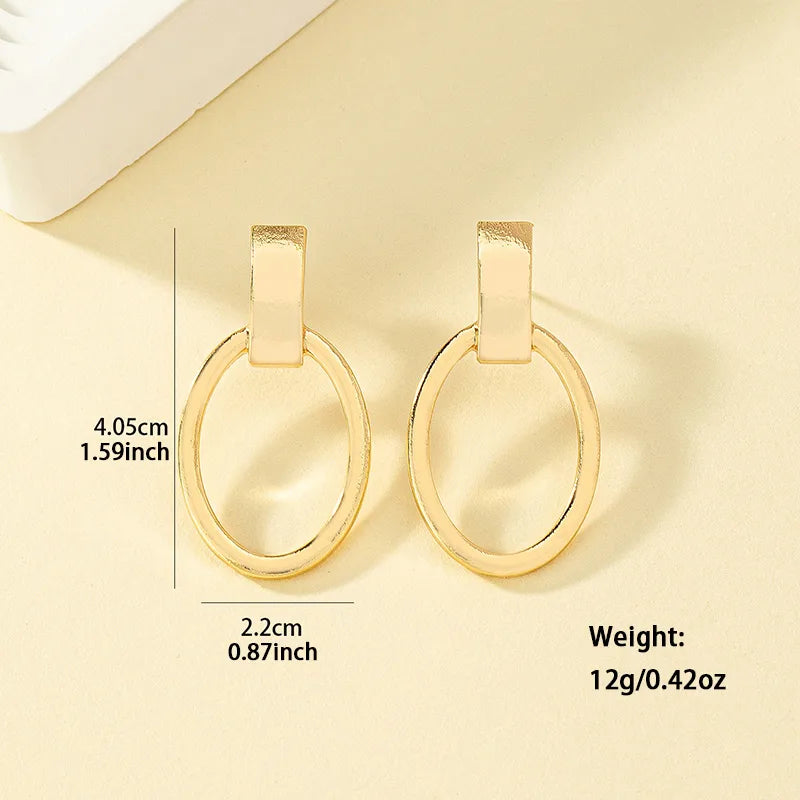 1 Pair Casual Classic Style Oval Plating Alloy Zinc Drop Earrings