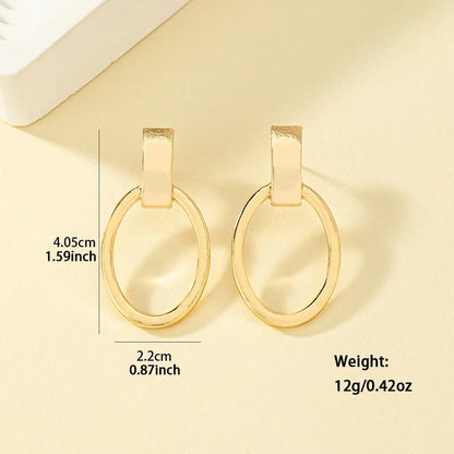 1 Pair Casual Classic Style Oval Plating Alloy Zinc Drop Earrings