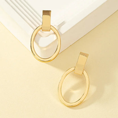 1 Pair Casual Classic Style Oval Plating Alloy Zinc Drop Earrings