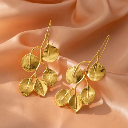 1 Pair Casual Classic Style Roman Style Asymmetrical Leaf Asymmetrical Plating Titanium Steel Drop Earrings