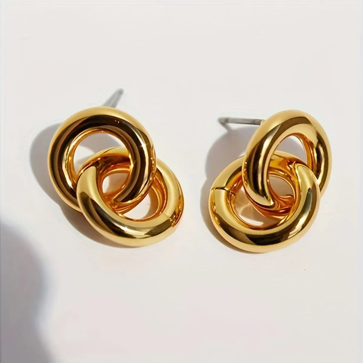 1 Pair Casual Classic Style Round Plating Stainless Steel Gold Plated Ear Studs