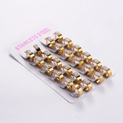 1 Pair Casual Classic Style Solid Color Plating Inlay Stainless Steel Rhinestones 18k Gold Plated Ear Clip