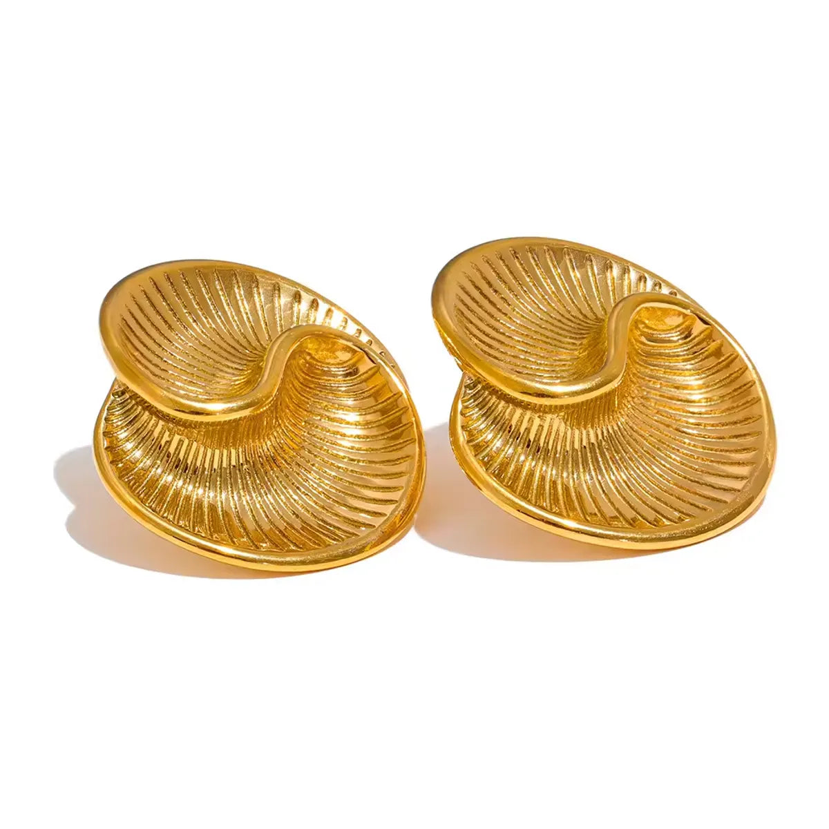 1 Pair Casual Classic Style Solid Color Spiral 304 Stainless Steel 18K Gold Plated Ear Studs