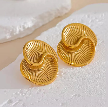 1 Pair Casual Classic Style Solid Color Spiral 304 Stainless Steel 18K Gold Plated Ear Studs