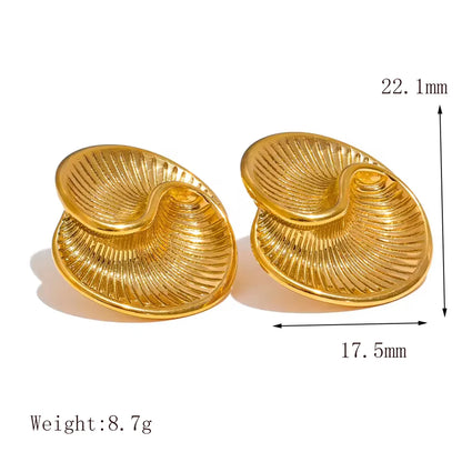 1 Pair Casual Classic Style Solid Color Spiral 304 Stainless Steel 18K Gold Plated Ear Studs