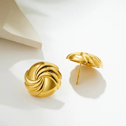 1 Pair Casual Classic Style Spiral Stripe Copper Ear Studs