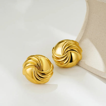 1 Pair Casual Classic Style Spiral Stripe Copper Ear Studs