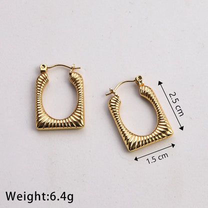 1 Pair Casual Classic Style U Shape Geometric Twist Plating Stainless Steel Gold Plated Earrings