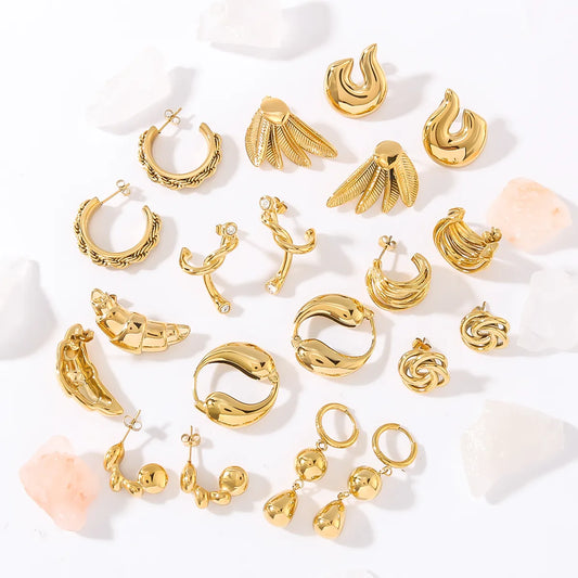 1 Pair Casual Classic Style Water Droplets Twist Polishing Plating Three-Dimensional 304 Stainless Steel 18K Gold Plated Ear Studs