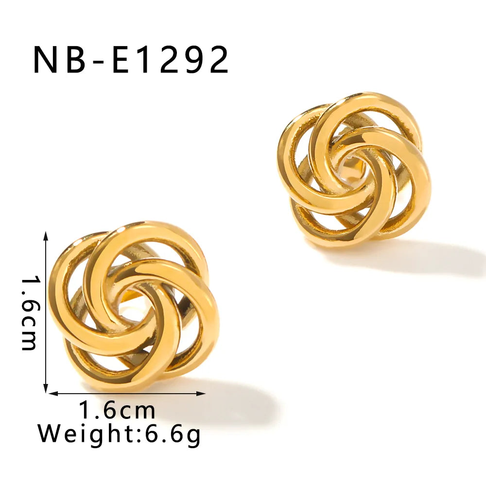 1 Pair Casual Classic Style Water Droplets Twist Polishing Plating Three-Dimensional 304 Stainless Steel 18K Gold Plated Ear Studs