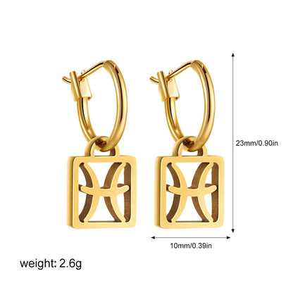 1 Pair Casual Classical Constellation Hollow Out 304 Stainless Steel Drop Earrings