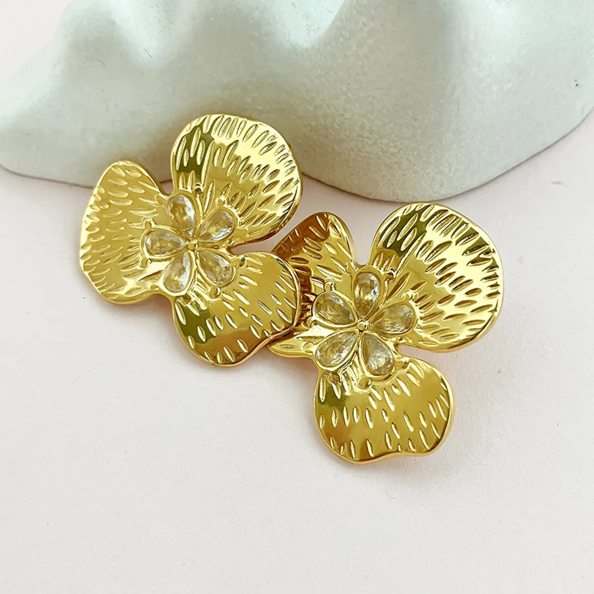 1 Pair Casual Classical Flower Plating Stainless Steel Gold Plated Ear Studs