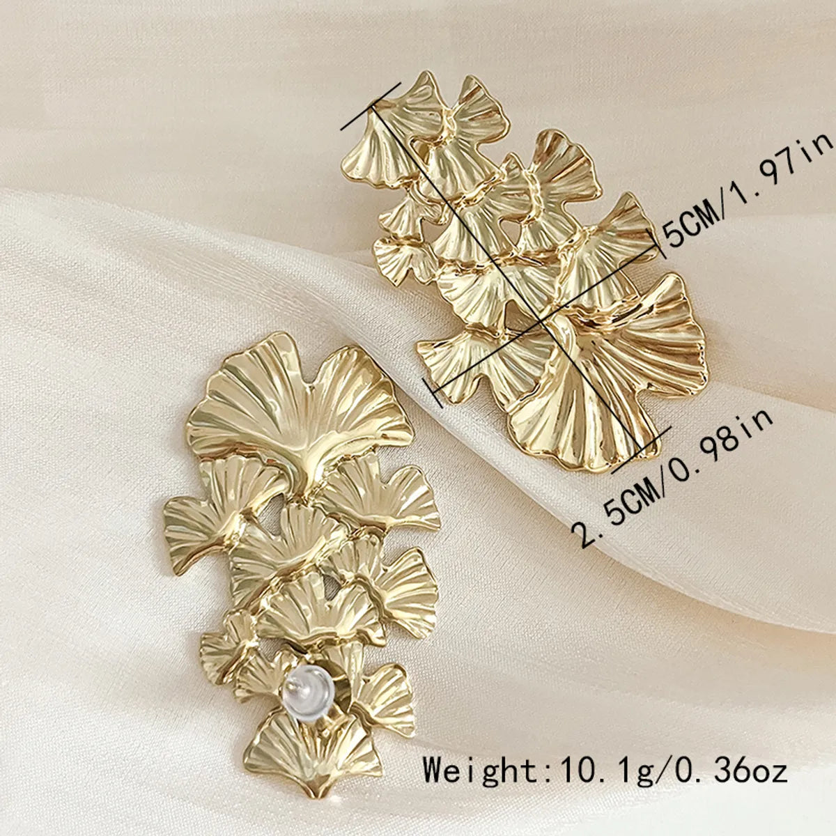 1 Pair Casual Classical Ginkgo Leaf Plating Stainless Steel Gold Plated Ear Studs