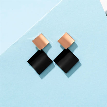 1 Pair Casual Color Block Plating Stainless Steel Titanium Steel Rose Gold Plated Ear Studs