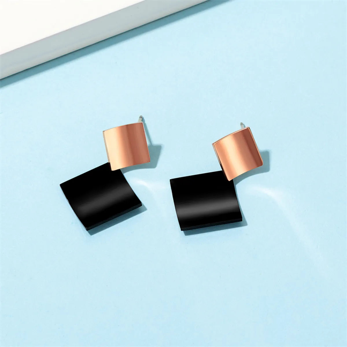 1 Pair Casual Color Block Plating Stainless Steel Titanium Steel Rose Gold Plated Ear Studs