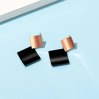 1 Pair Casual Color Block Plating Stainless Steel Titanium Steel Rose Gold Plated Ear Studs