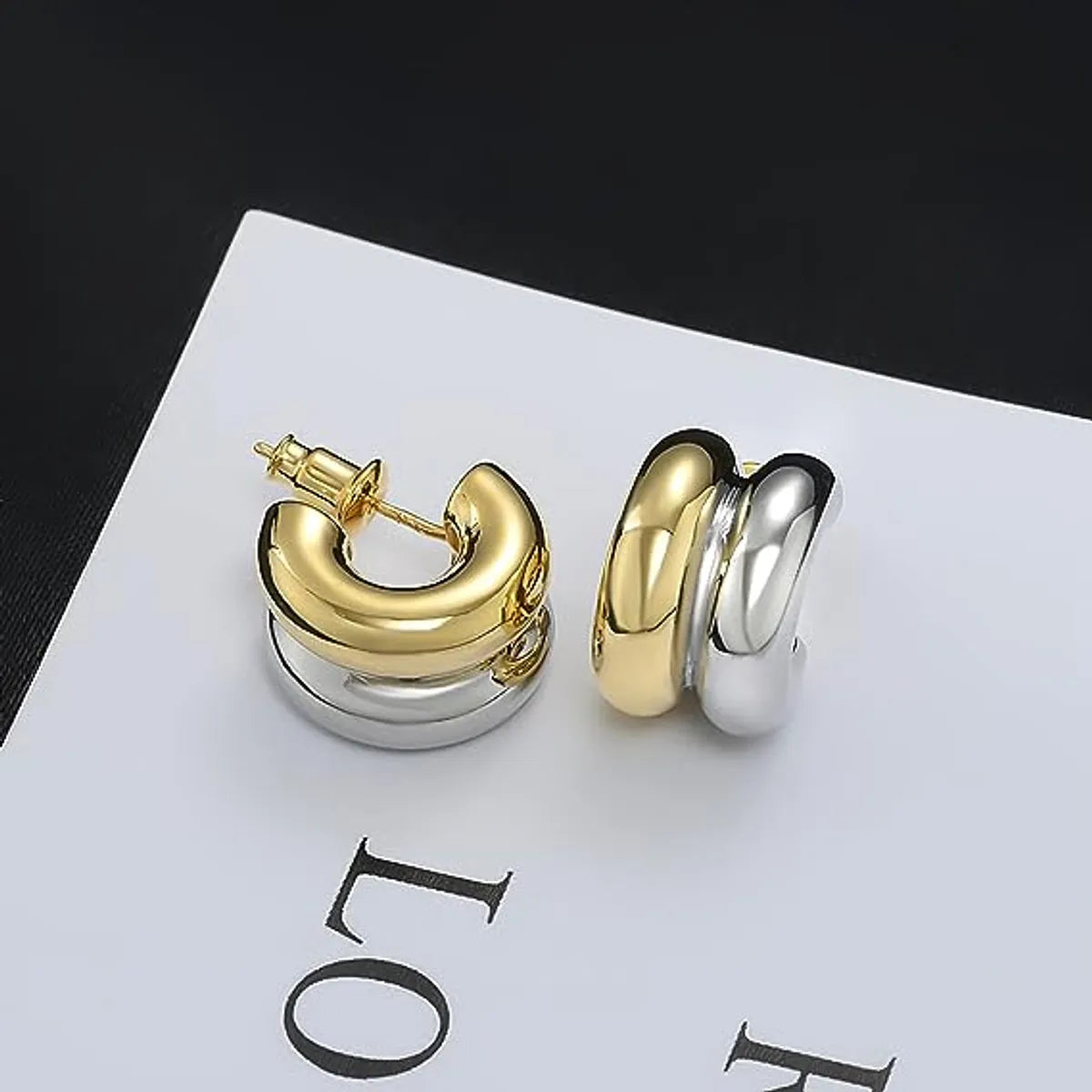 1 Pair Casual Color Block Polishing Plating 304 Stainless Steel 18K Gold Plated Ear Studs