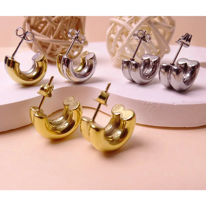 1 Pair Casual Color Block Polishing Plating 304 Stainless Steel 18K Gold Plated Ear Studs