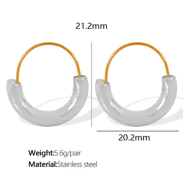 1 Pair Casual Commute IG Style Semicircle Polishing 304 Stainless Steel 18K Gold Plated Earrings