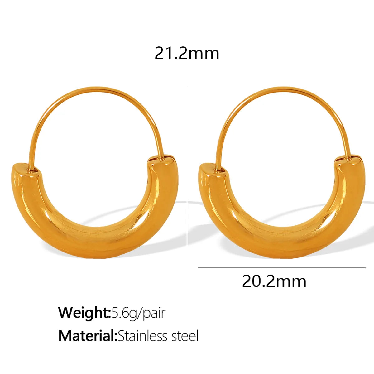 1 Pair Casual Commute IG Style Semicircle Polishing 304 Stainless Steel 18K Gold Plated Earrings