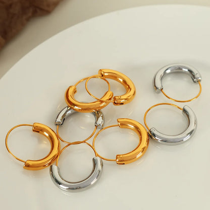 1 Pair Casual Commute IG Style Semicircle Polishing 304 Stainless Steel 18K Gold Plated Earrings