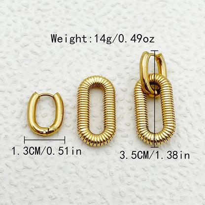 1 Pair Casual Commute Oval Plating Stainless Steel Gold Plated Drop Earrings