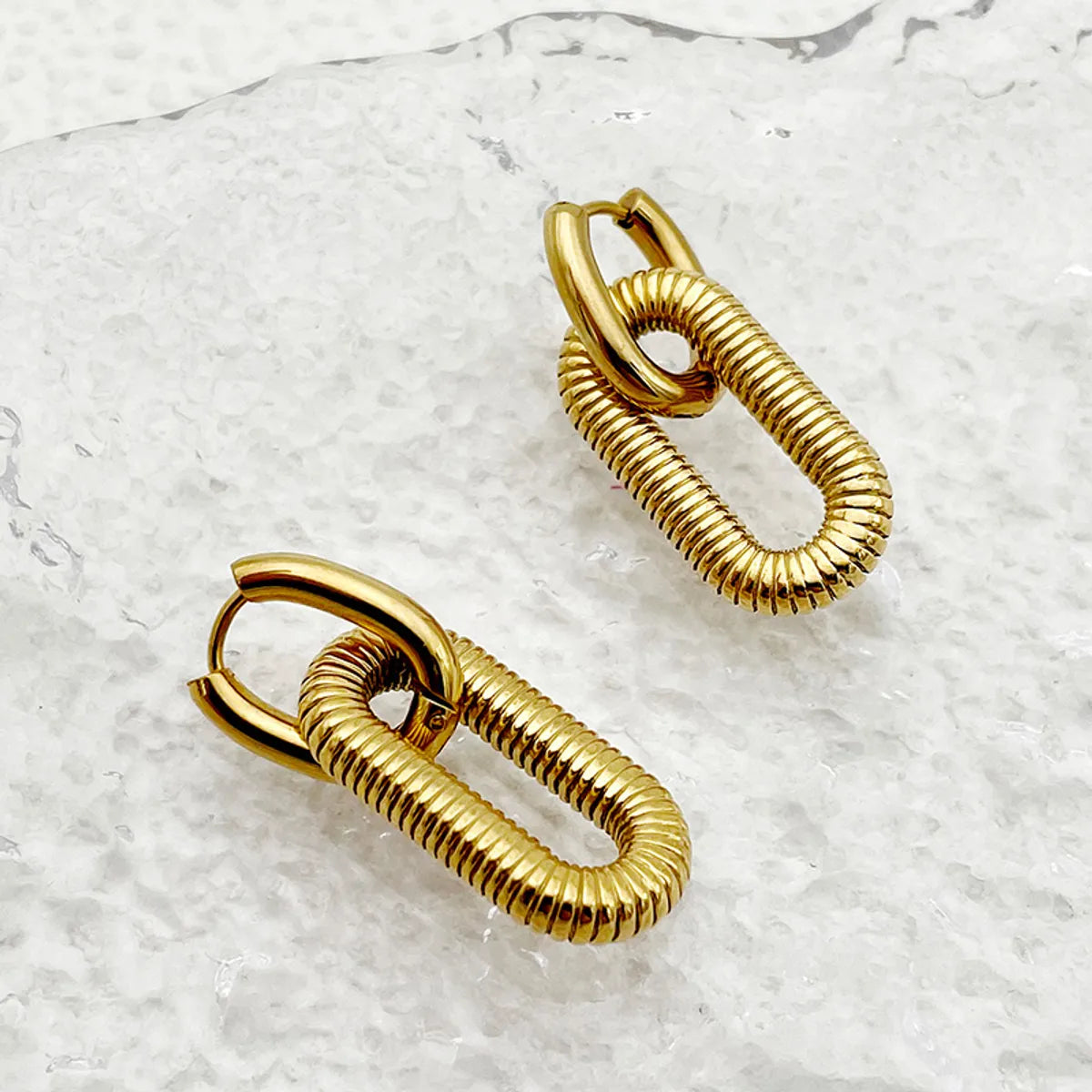 1 Pair Casual Commute Oval Plating Stainless Steel Gold Plated Drop Earrings