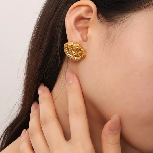 1 Pair Casual Commute Sector Solid Color Concave Point 304 Stainless Steel 18K Gold Plated Ear Studs