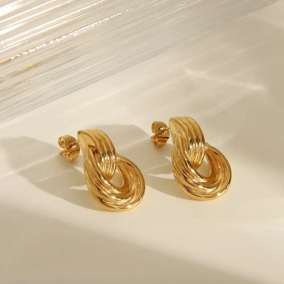 1 Pair Casual Commute Solid Color Knot 304 Stainless Steel 18K Gold Plated Ear Studs