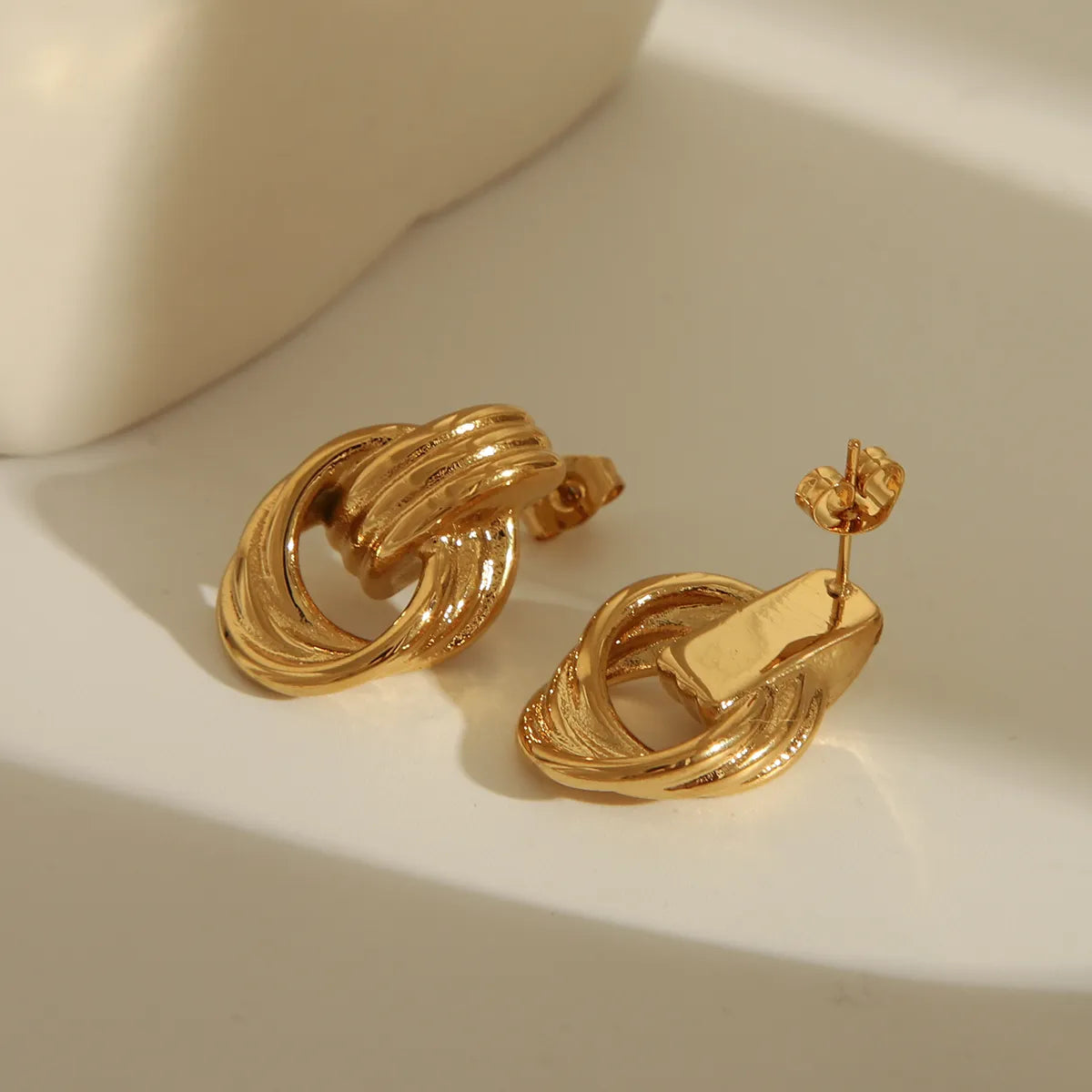 1 Pair Casual Commute Solid Color Knot 304 Stainless Steel 18K Gold Plated Ear Studs