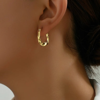 1 Pair Casual Commute Solid Color Plating Stainless Steel 18k Gold Plated White Gold Plated Earrings