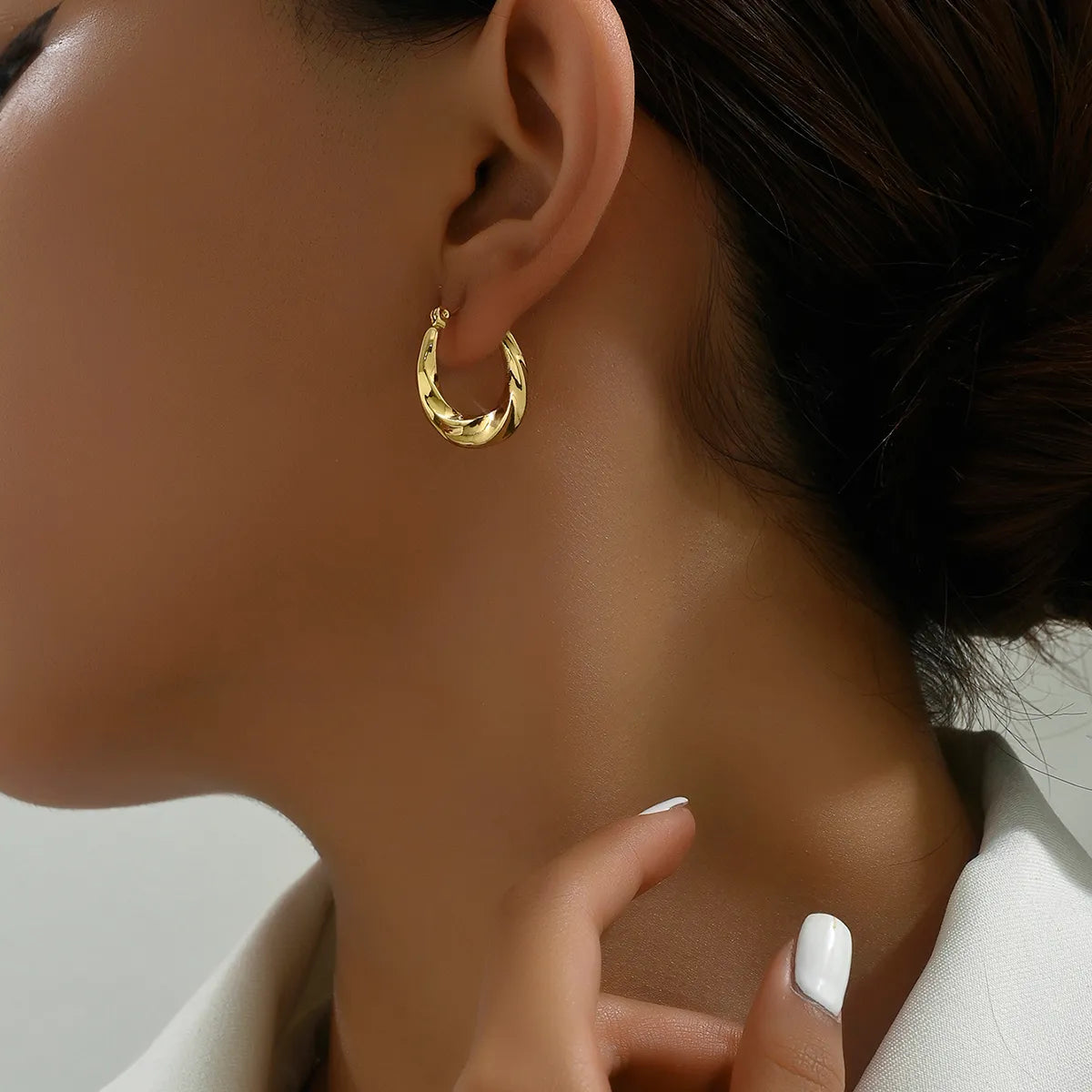 1 Pair Casual Commute Solid Color Plating Stainless Steel 18k Gold Plated White Gold Plated Earrings