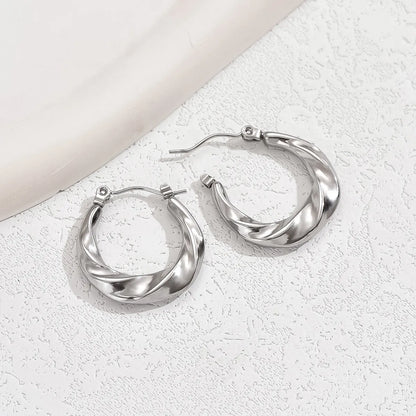 1 Pair Casual Commute Solid Color Plating Stainless Steel 18k Gold Plated White Gold Plated Earrings