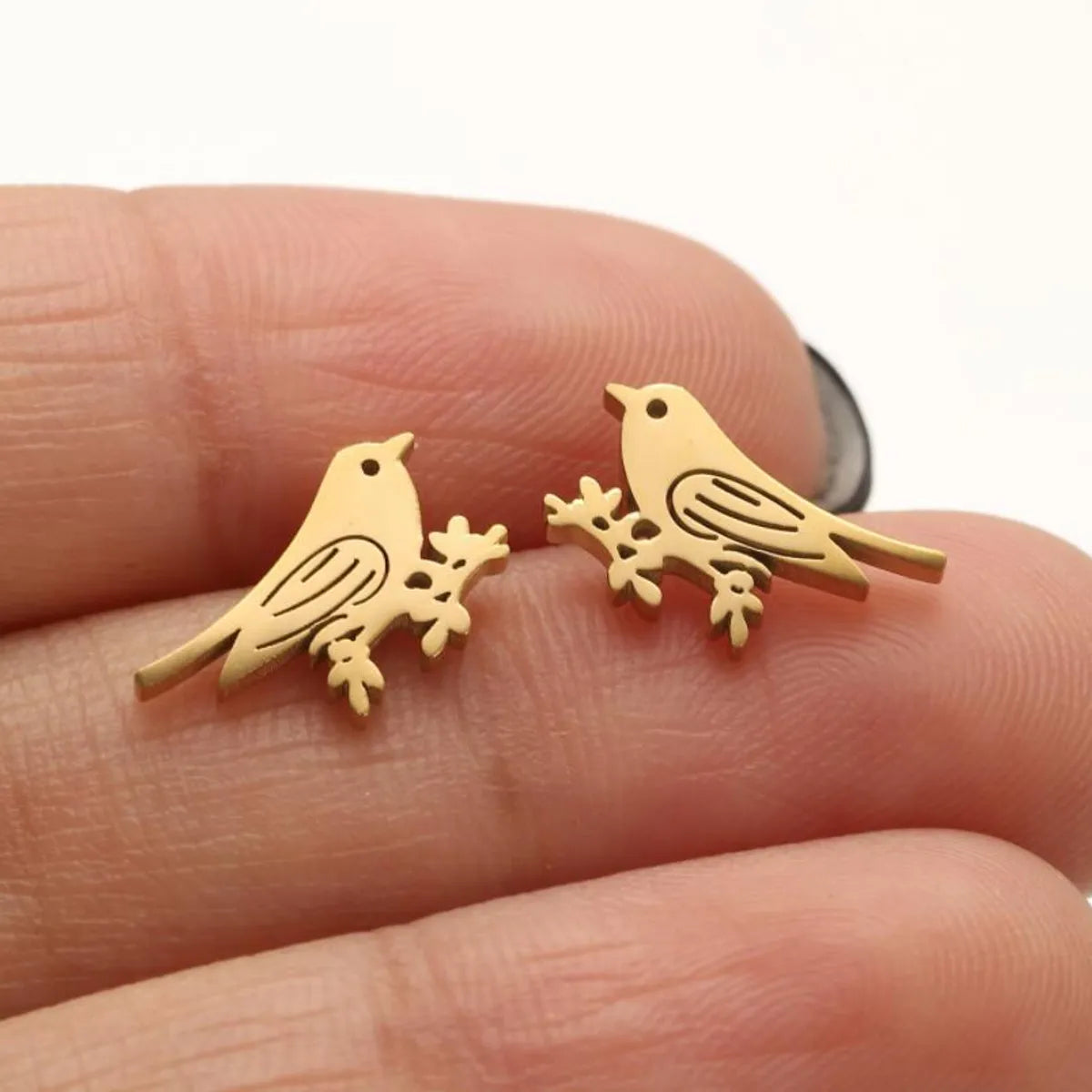 1 Pair Casual Cute Animal Plating Hollow Out Stainless Steel Ear Studs