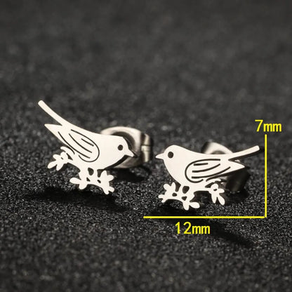 1 Pair Casual Cute Animal Plating Hollow Out Stainless Steel Ear Studs