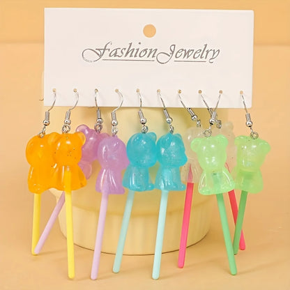 1 Pair Casual Cute Bear Resin Drop Earrings