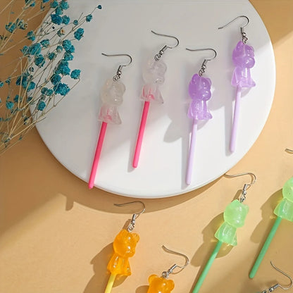 1 Pair Casual Cute Bear Resin Drop Earrings