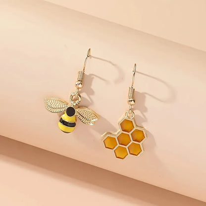 1 Pair Casual Cute Bee Enamel Alloy Drop Earrings